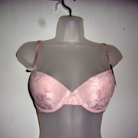 Youmita Peach Whip Lace Demi 34B Bra & Coordinating Small Seamless Panty NWT - Picture 4 of 7